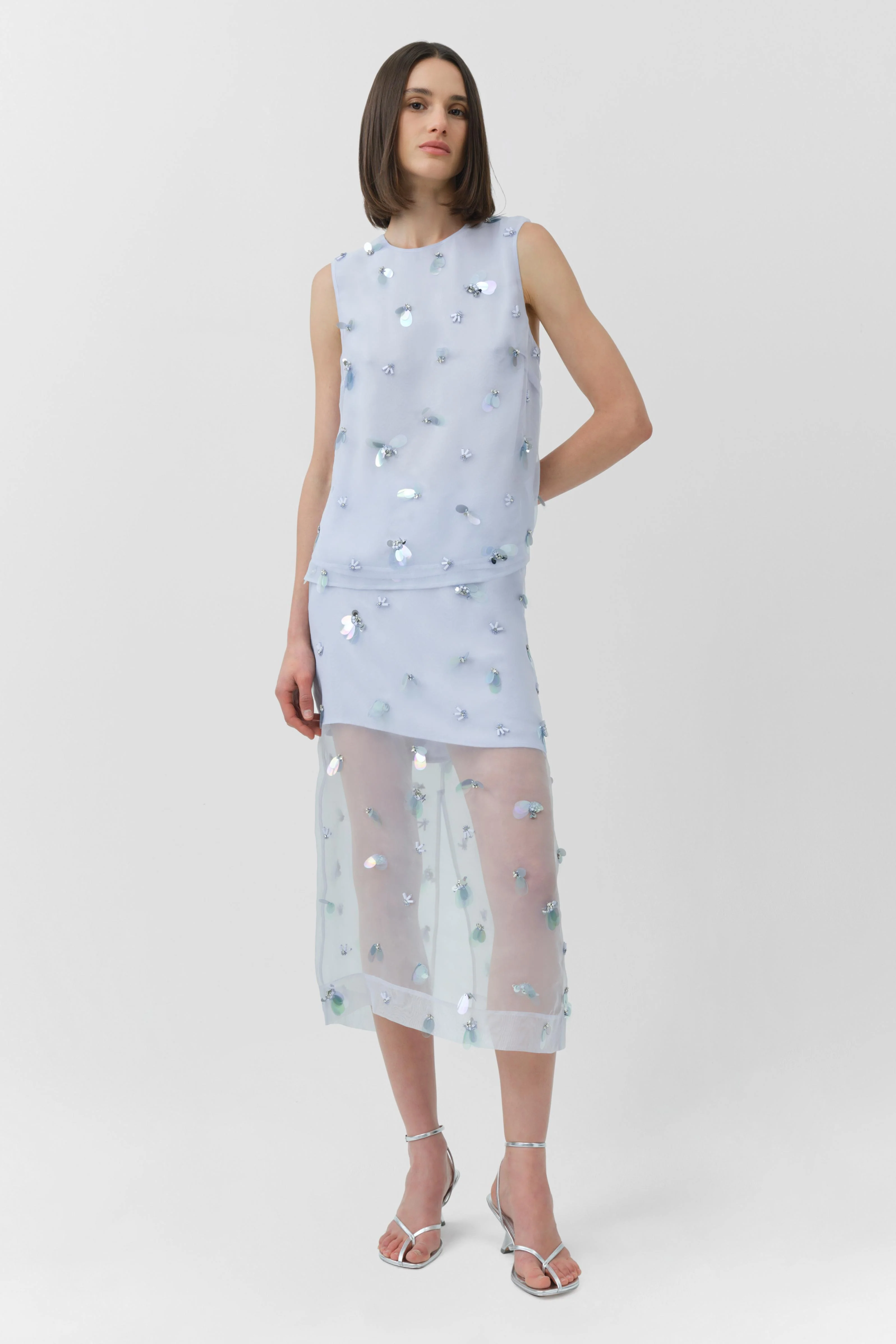 Delilah Embellished Organza Midi Skirt - Image 3