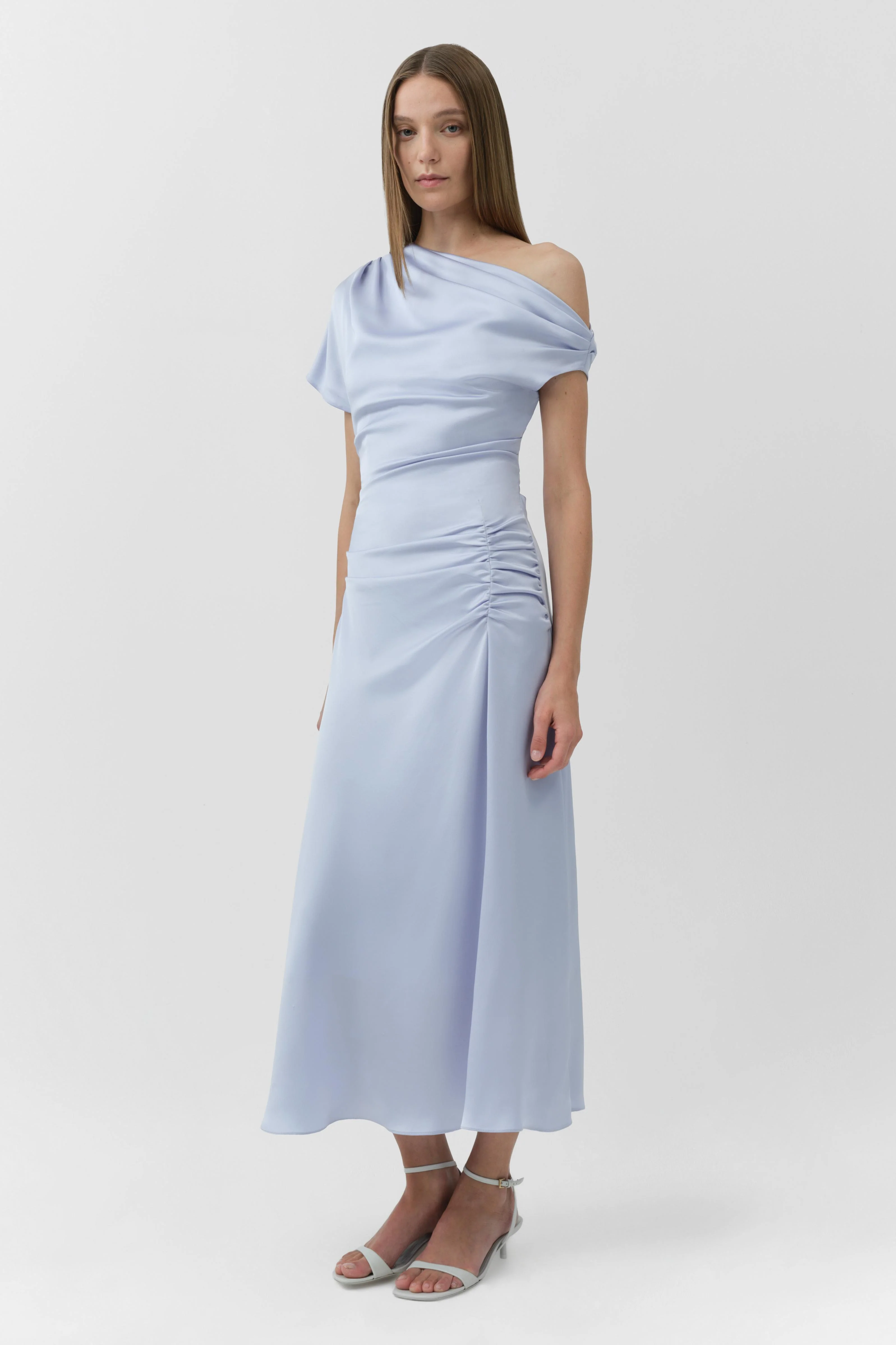 Joanna Off Shoulder Satin Midi Dress - Image 4