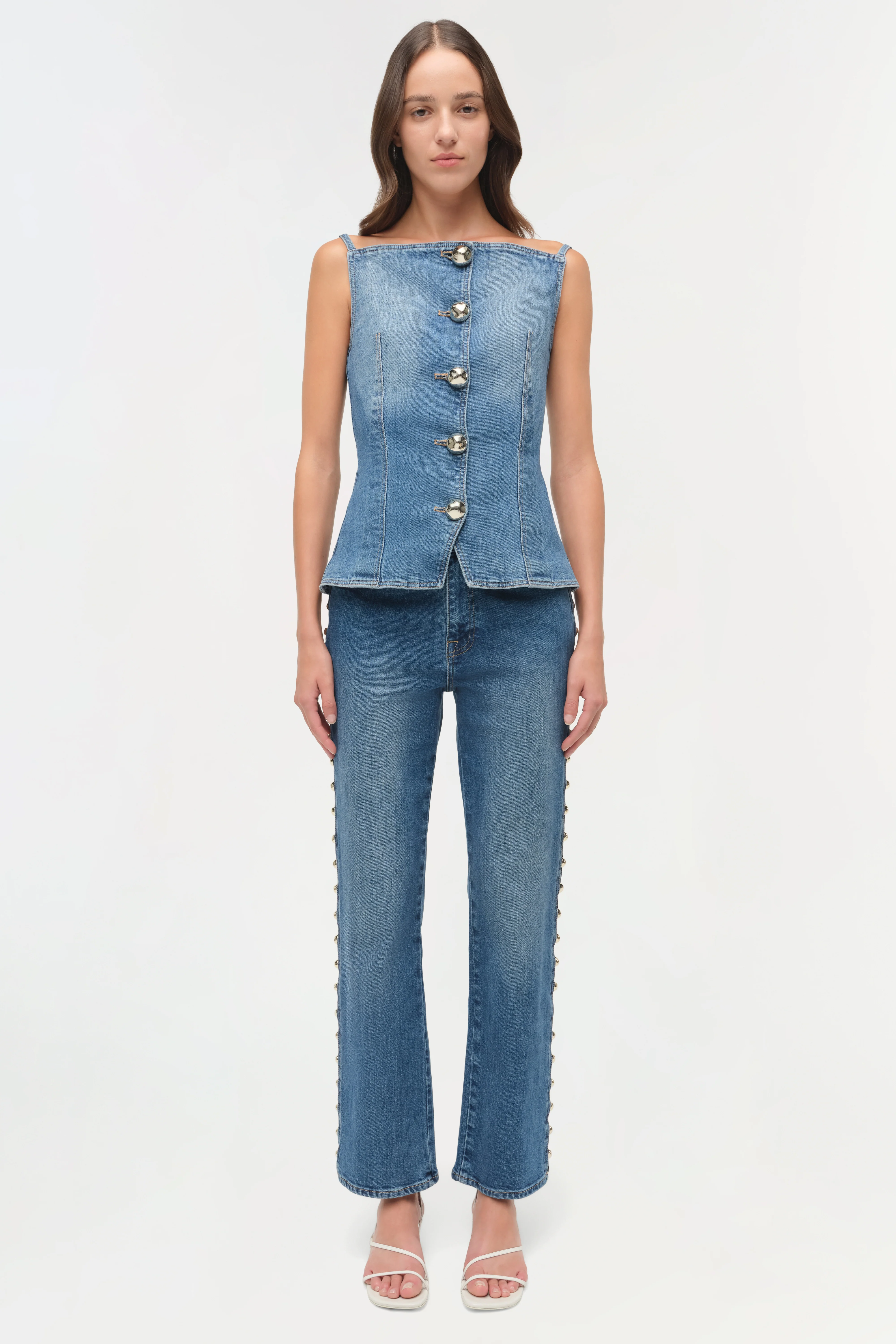 Junie Studded Denim Top - Image 6