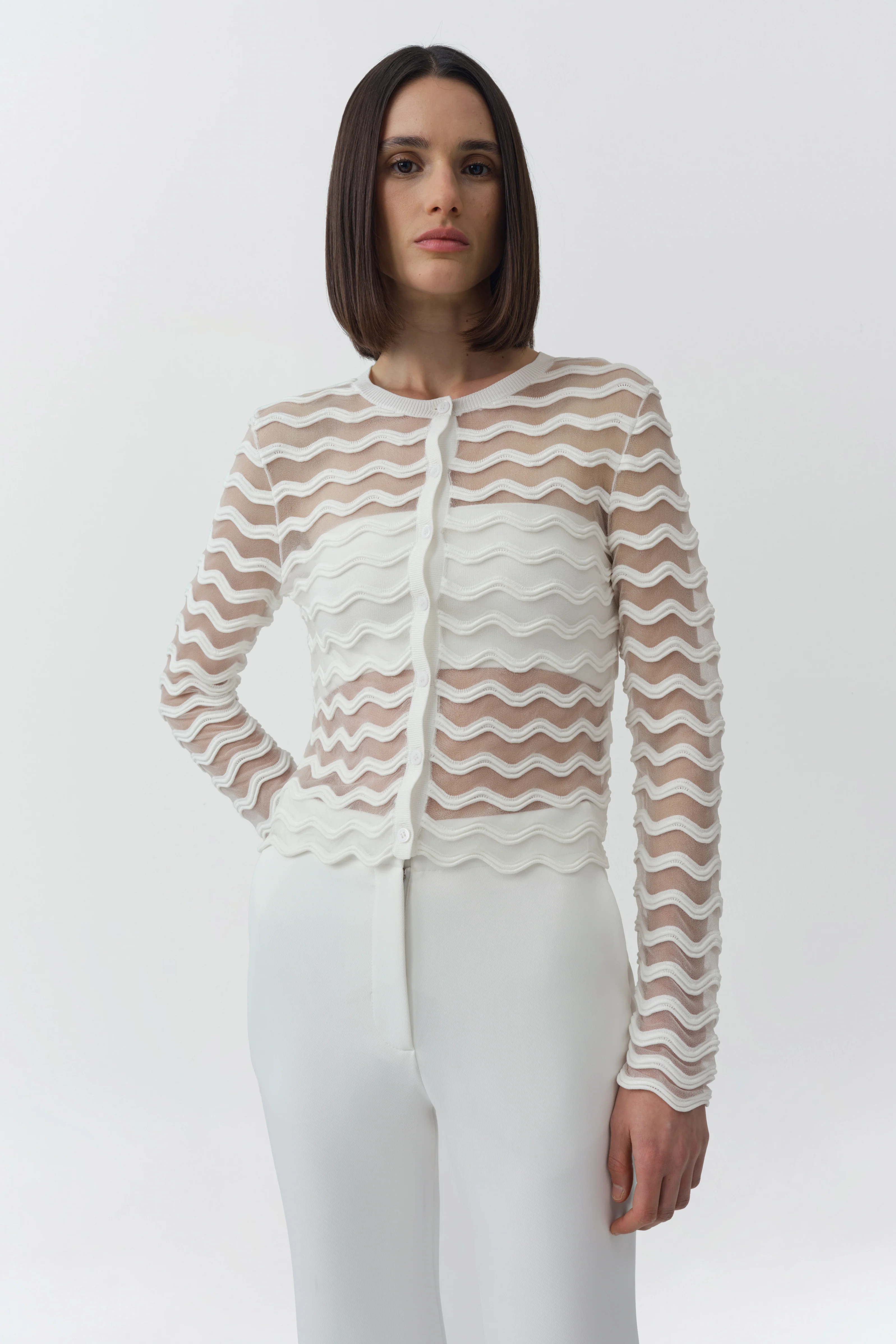 Maxime Wavy Knit Cardigan - Image 3